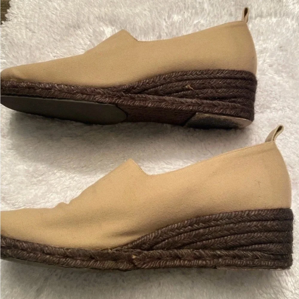 Vintage YSL Shoe Size 39 Canvas Yves Saint Laurent Wedges Tan Espadrilles IN BOX